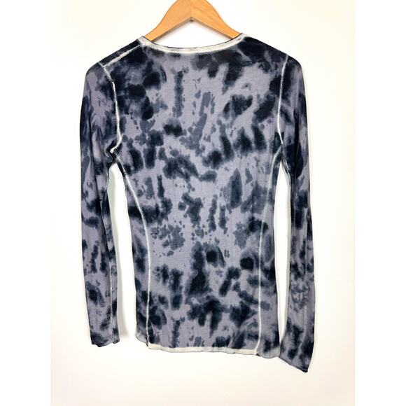 KOKUN Printed Overdyed soft bamboo cashmere blend Sweater Crew Silver Water sz S - Picture 3 of 7